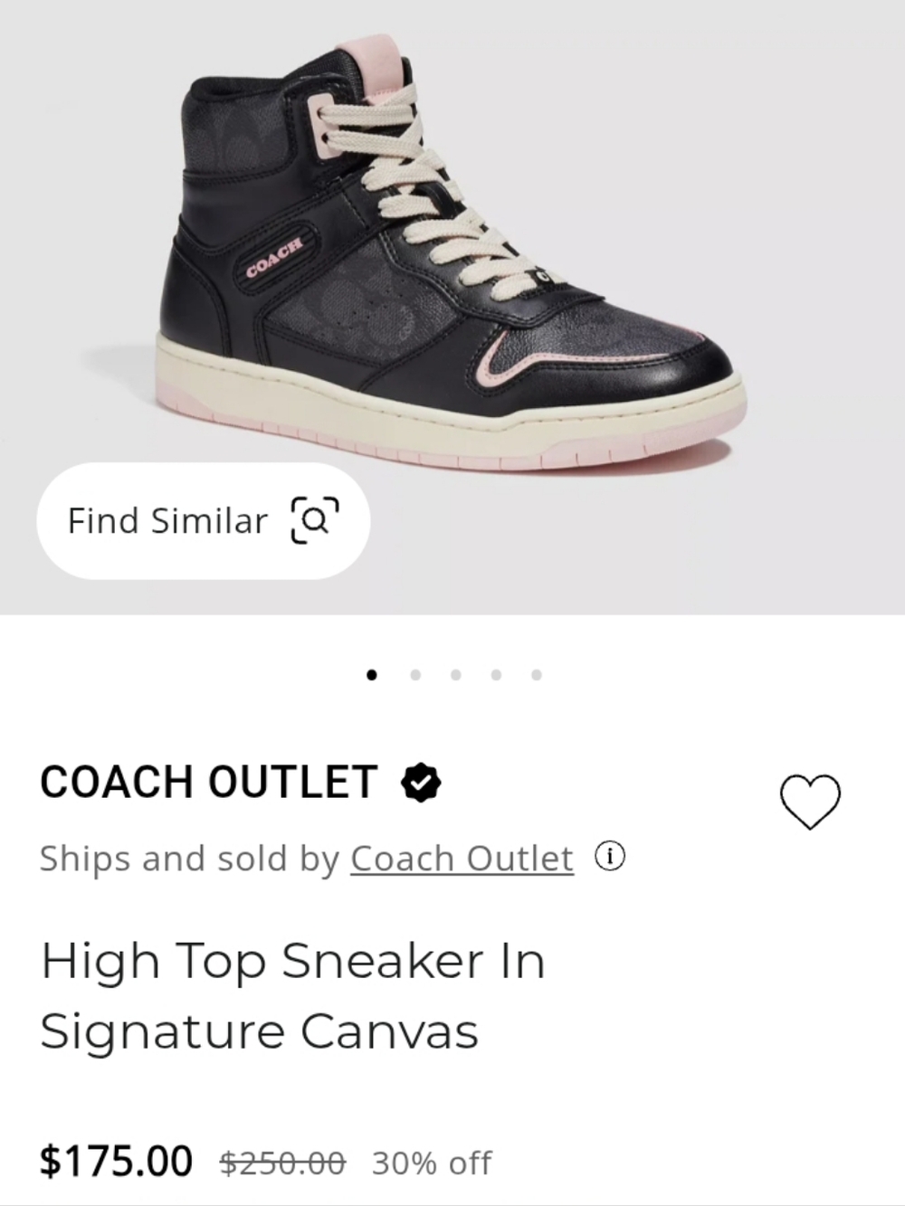 Coach Black High-Top Sneakers with Pink Trim Size 9.5 US - Picture 11 of 11